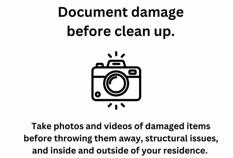 A graphic created by legal aid nonprofit AppalReD, urging survivors to document damages.